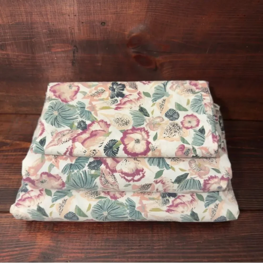 OPAL HOUSE Floral Green & Pink Twin Sheet Set and Pillowcase